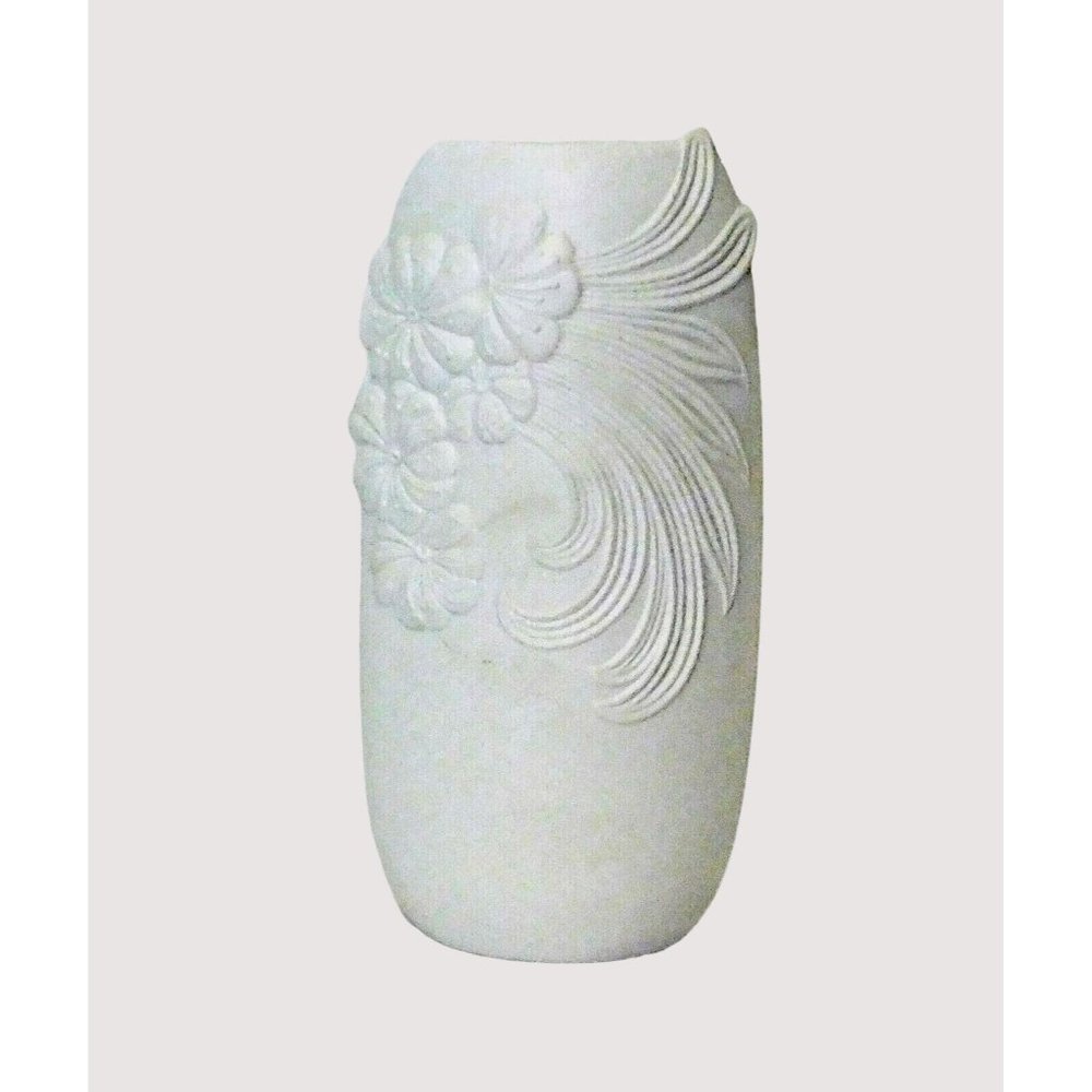 AK Kaiser 739/7 Bisque Vase Signed M. Frey 7" Raised Floral Germany